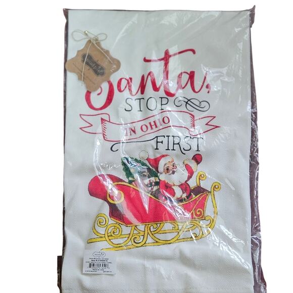 Santa Stop in Ohio First Dish Towel New - Picture 1 of 2